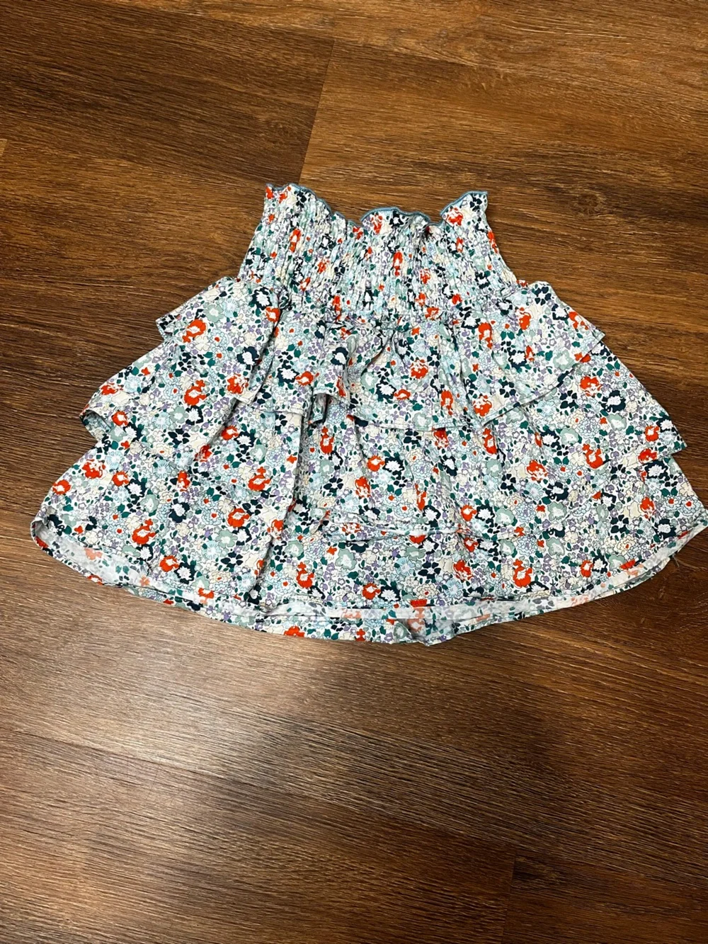 PLEAT Girls Multi Colored Floral Smocked Skirt Size 7